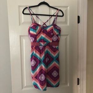 Colorful geometric bustier dress